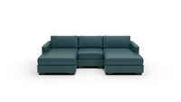 Track 103" Leather Double Chaise With Armless Chair - Tribeca Lagoon