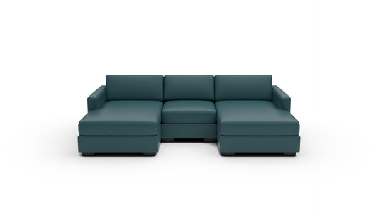 Track Leather Double Chaise With Armless Chair — tribeca-lagoon