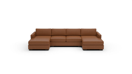 Track Leather Double Chaise With Armless Loveseat — hudson-lager