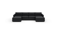 Track Leather Double Chaise With Armless Loveseat — tribeca-black