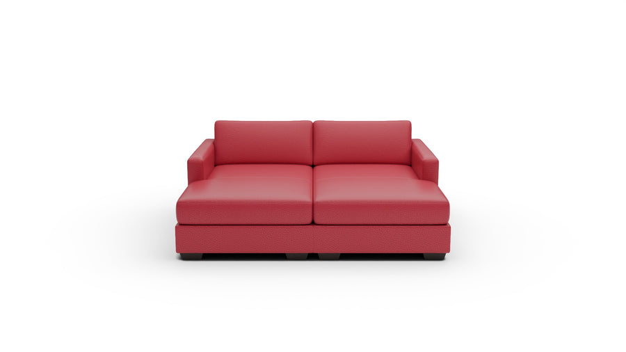 Track 78" Leather Double Chaise - Tribeca Scarlet