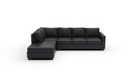 Track 121" Leather Left Chaise Sleeper Sectional - Tribeca Black
