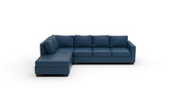 Track 121" Leather Left Chaise Sleeper Sectional - Tribeca Cobalt