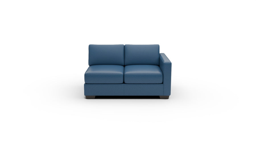 Track Leather RAF Loveseat - Tribeca Cobalt