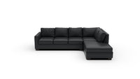 Track 121" Leather Right Chaise Sleeper Sectional - Tribeca Black