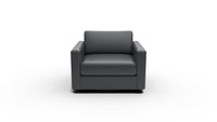 Track Leather Swivel Arm Chair — tribeca-black