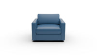 Track Leather Swivel Arm Chair — tribeca-cobalt