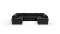 Track 141" Leather Corner Sofa Sleeper U Sectional - Tribeca Black