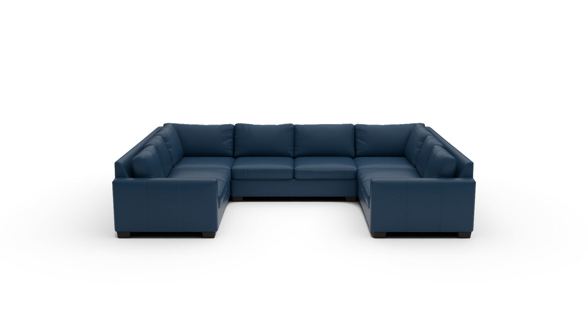 Track Leather U Sectional — tribeca-cobalt