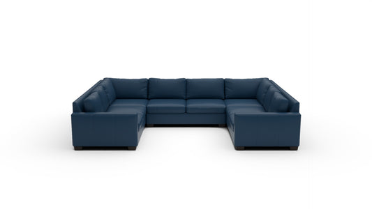 Track Leather U Sectional — tribeca-cobalt