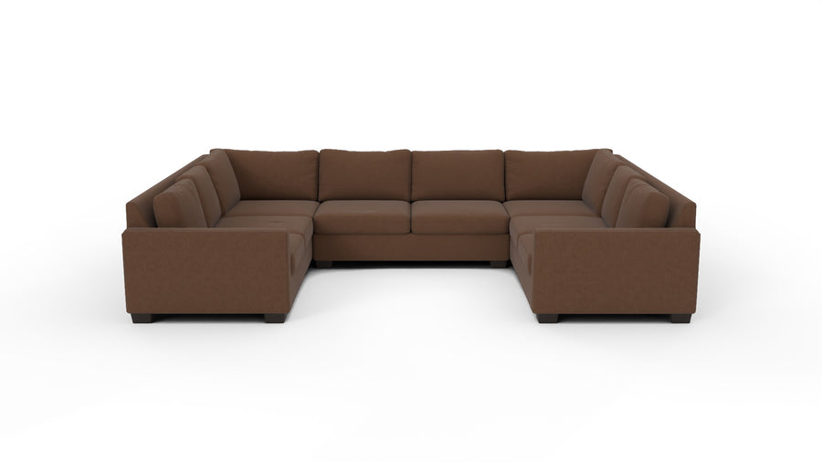 Track 141" Corner Sleeper Sofa U Sectional - Ravina Chocolate