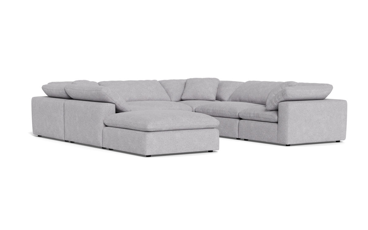 Fluffy 133.5" 6 Piece Sectional W/Ottoman - Travis Pewter