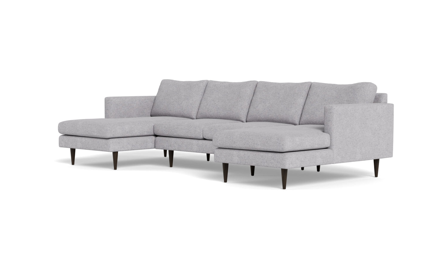 Wallace 126" Untufted Double Chaise U Sectional - Travis Pewter