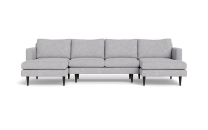 Wallace 126" Untufted Double Chaise U Sectional - Travis Pewter