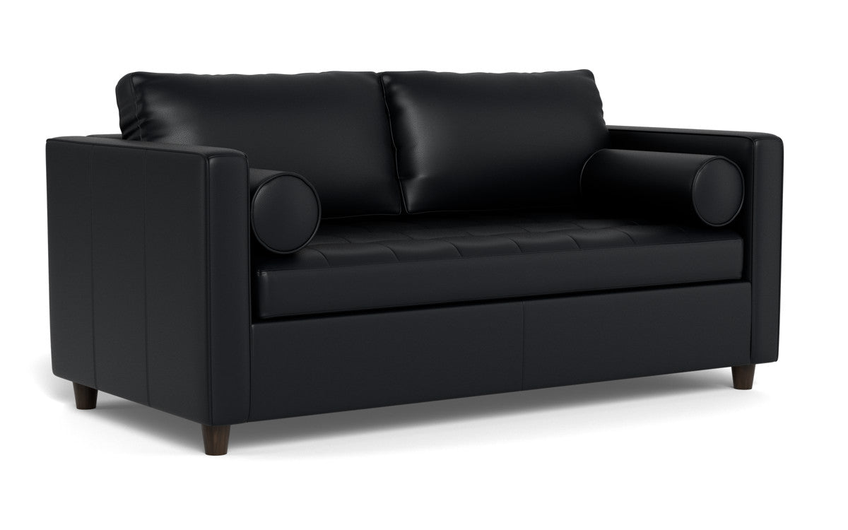 Ladybird 72" Leather Full Sleeper Loveseat - Tribeca Black
