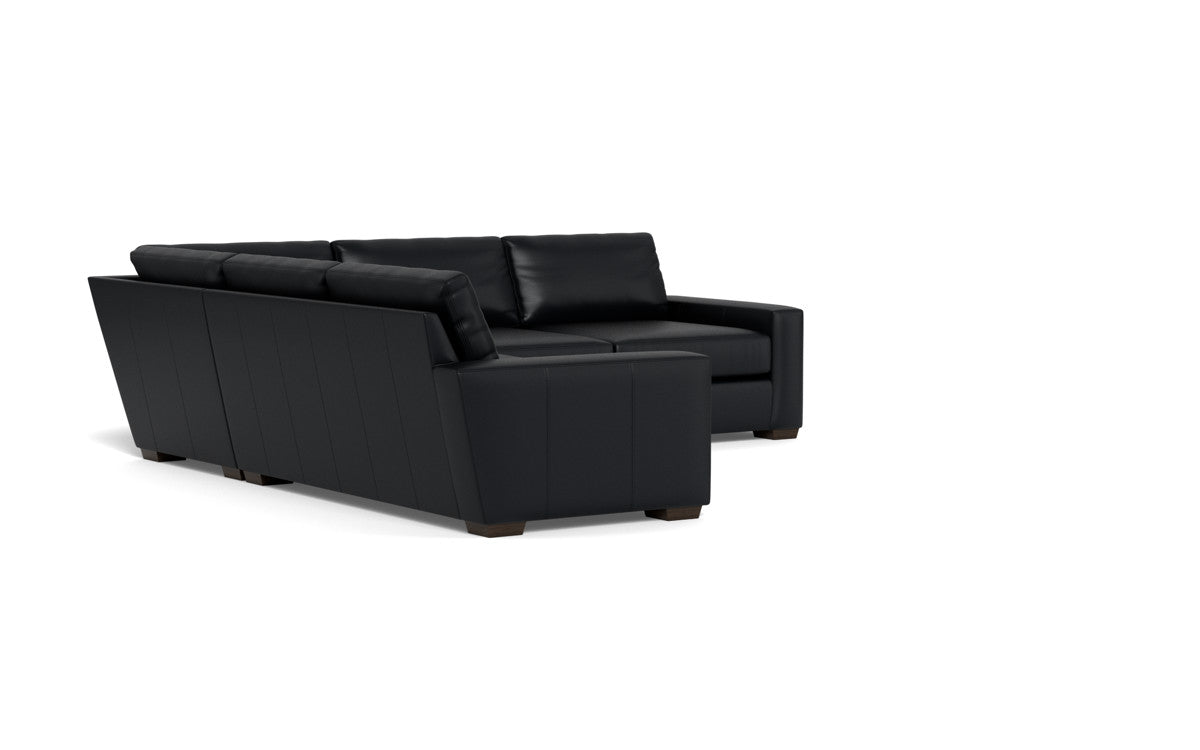 Mas Mesa 127" Deep Leather Corner Sectional - Tribeca Black