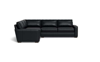 Mas Mesa 127" Deep Leather Corner Sectional - Tribeca Black