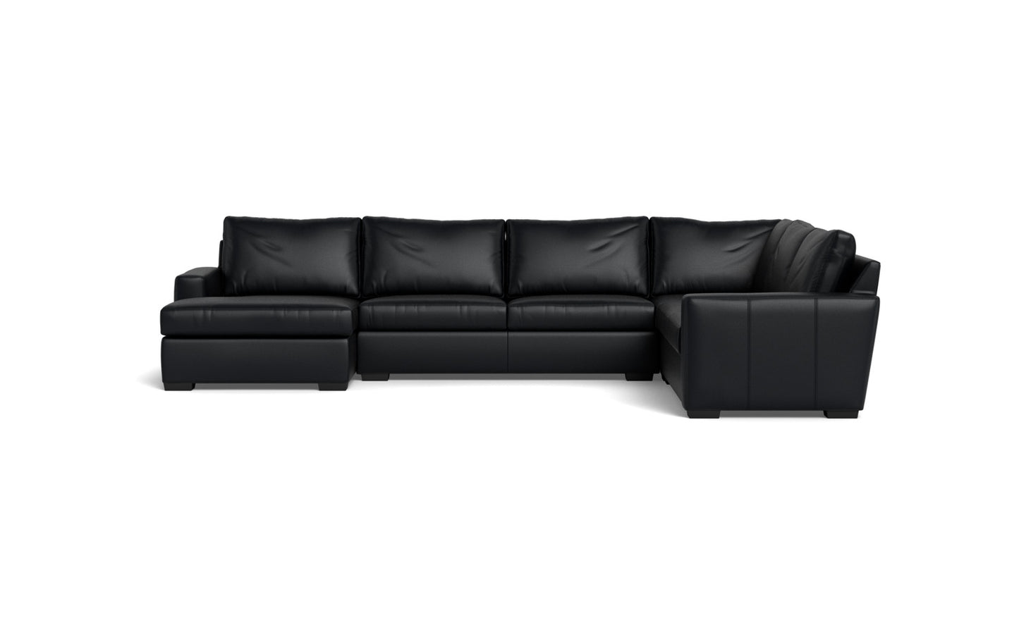 Mesa 156" Leather Corner Sectionals w. Left Chaise - Tribeca Black