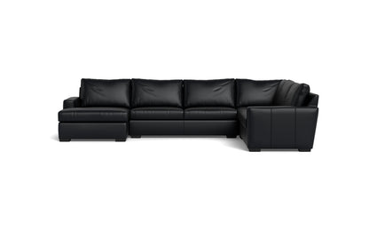 Mesa 156" Leather Corner Sectionals w. Left Chaise - Tribeca Black