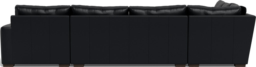 Mas Mesa 162" Deep Leather Corner Sectionals w. Right Chaise - Tribeca Black