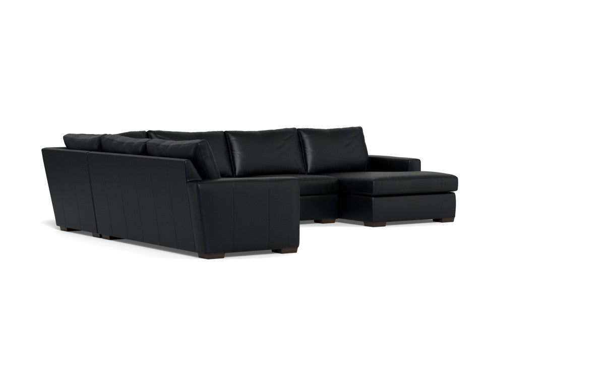 Mas Mesa 162" Deep Leather Corner Sectionals w. Right Chaise - Tribeca Black