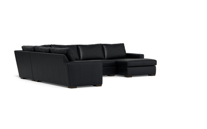 Mas Mesa 162" Deep Leather Corner Sectionals w. Right Chaise - Tribeca Black