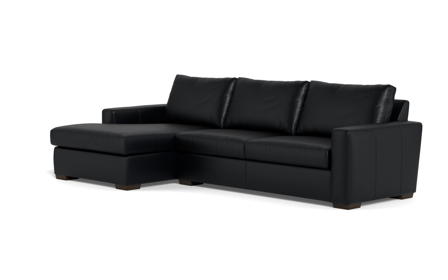Mesa 123" Leather Left Chaise Sectional - Tribeca Black