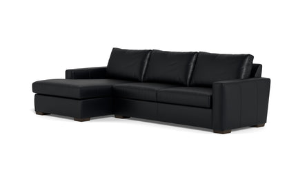 Mesa 123" Leather Left Chaise Sectional - Tribeca Black