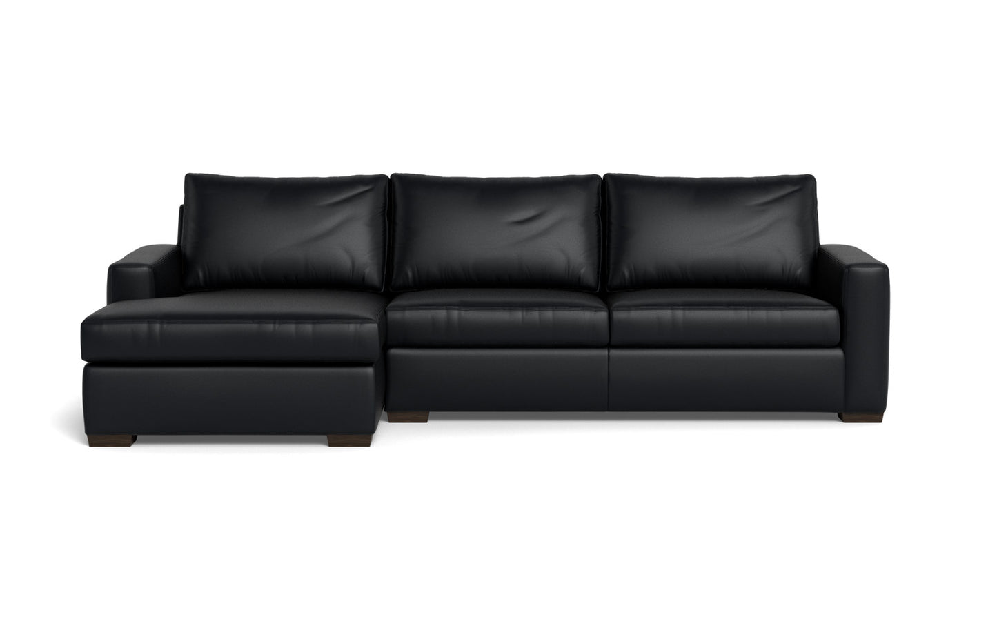 Mesa 123" Leather Left Chaise Sectional - Tribeca Black