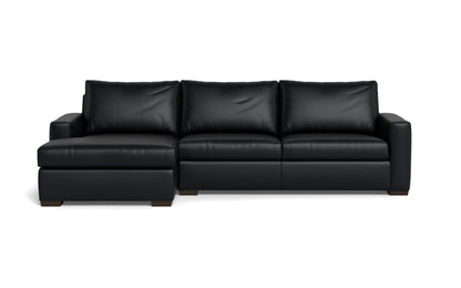 Mesa 123" Leather Left Chaise Sectional - Tribeca Black