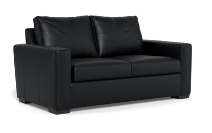 Mas Mesa 72" Deep Leather Loveseat - Tribeca Black
