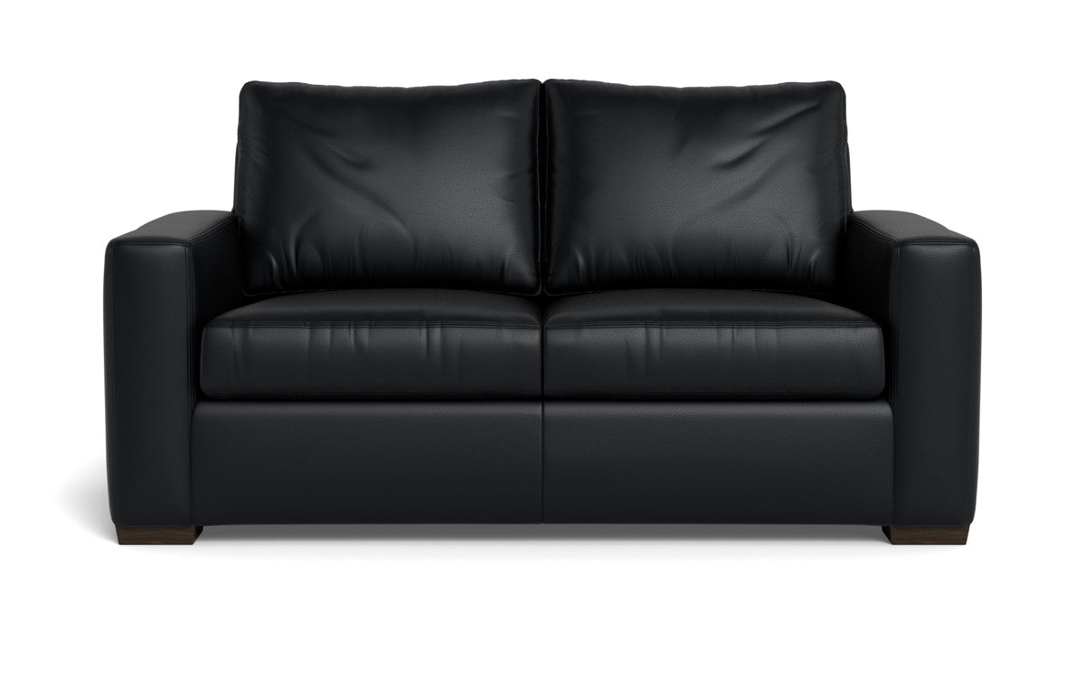 Mas Mesa 72" Deep Leather Loveseat - Tribeca Black
