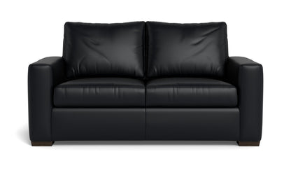Mas Mesa 72" Deep Leather Loveseat - Tribeca Black