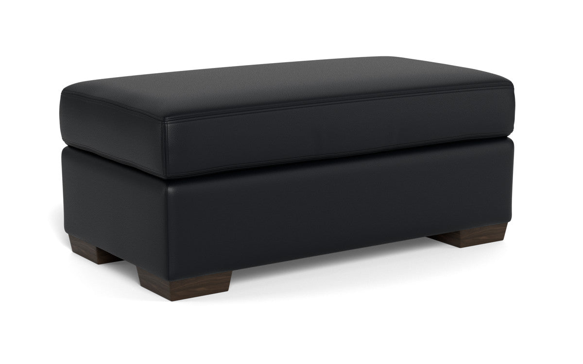 Mas Mesa Leather Ottoman - Tribeca Black