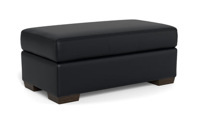 Mas Mesa Leather Ottoman - Tribeca Black