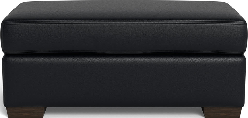 Mesa Leather Ottoman - Tribeca Black