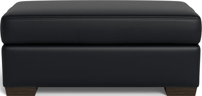 Mesa Leather Ottoman - Tribeca Black