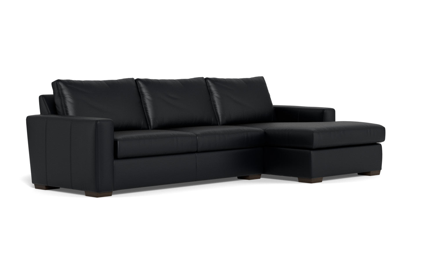 Mesa 123" Leather Right Chaise Sectional - Tribeca Black