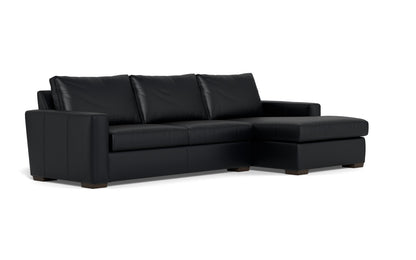 Mesa 123" Leather Right Chaise Sectional - Tribeca Black