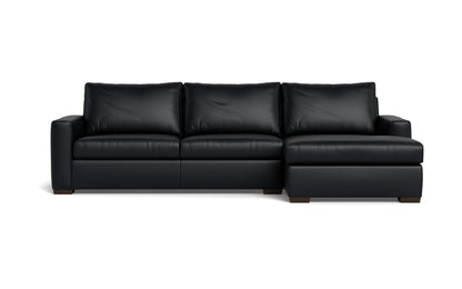 Mesa 123" Leather Right Chaise Sectional - Tribeca Black