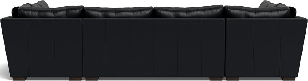 Mas Mesa 166" Deep Leather Condo U Sectional - Tribeca Black