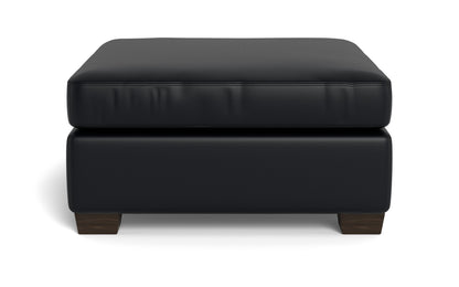Track Leather Ottoman - Tribeca Black
