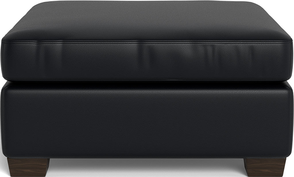 Track Leather Ottoman - Tribeca Black