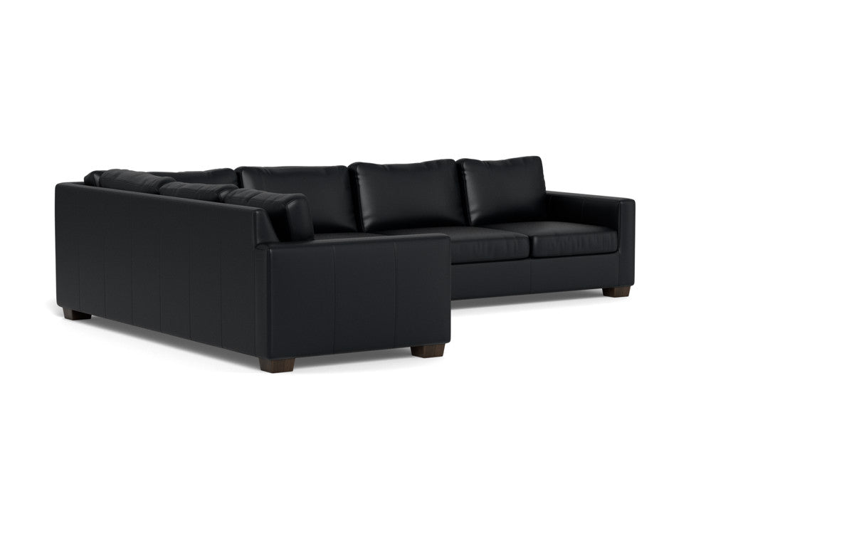 Track 121" Leather Left Corner Sectional - Tribeca Black