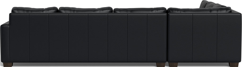 Track 121" Leather Left Corner Sectional With Raf Sleeper Sectional - Tribeca Black