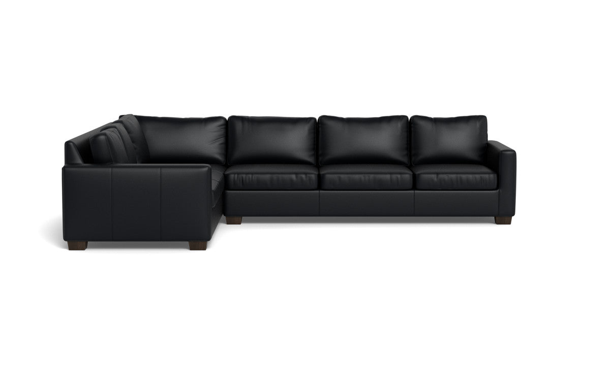 Track 121" Leather Left Corner Sectional With Raf Sleeper Sectional - Tribeca Black