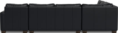 Track 141" Leather Corner Sectionals w. Right Chaise - Tribeca Black