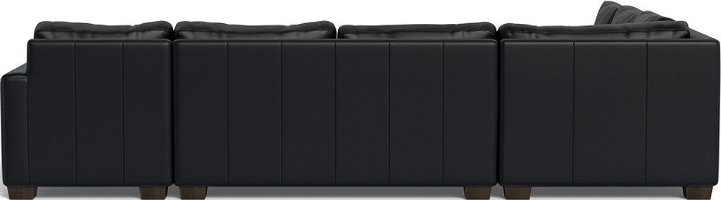 Track 141" Leather Corner Sectionals W. Full Sleeper & Right Chaise - Tribeca Black