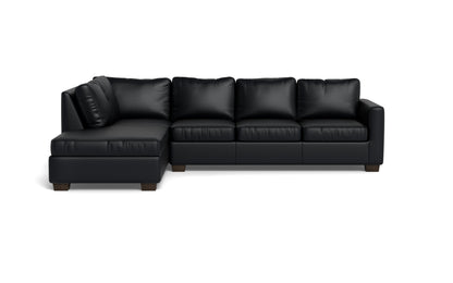 Track 121" Leather Left Chaise Sectional - Tribeca Black