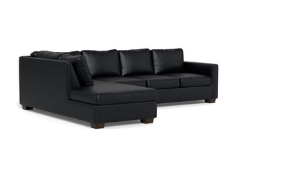 Track 121" Leather Left Chaise Sectional - Tribeca Black